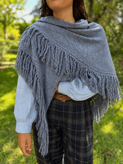 PONCHO FLECOS CELESTE