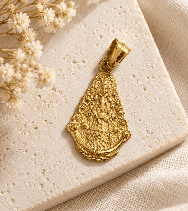 COLLAR BOLITAS MEDALLA VIRGEN DEL ROCÍO