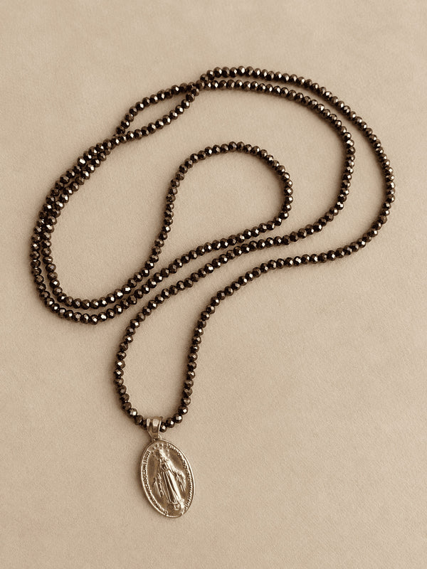 COLLAR BOLITAS MEDALLA VIRGEN MILAGROSA