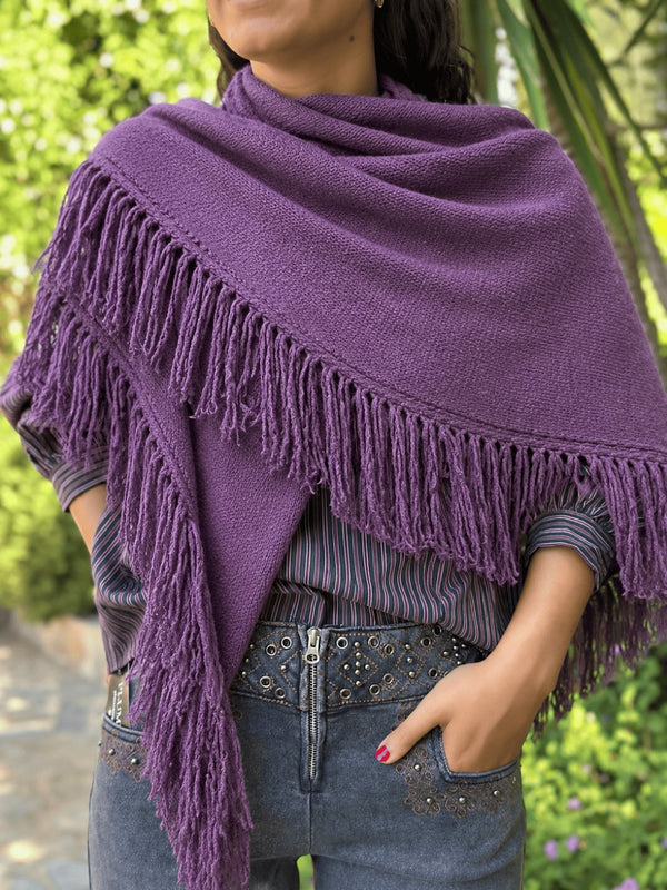 PONCHO FLECOS BERENJENA