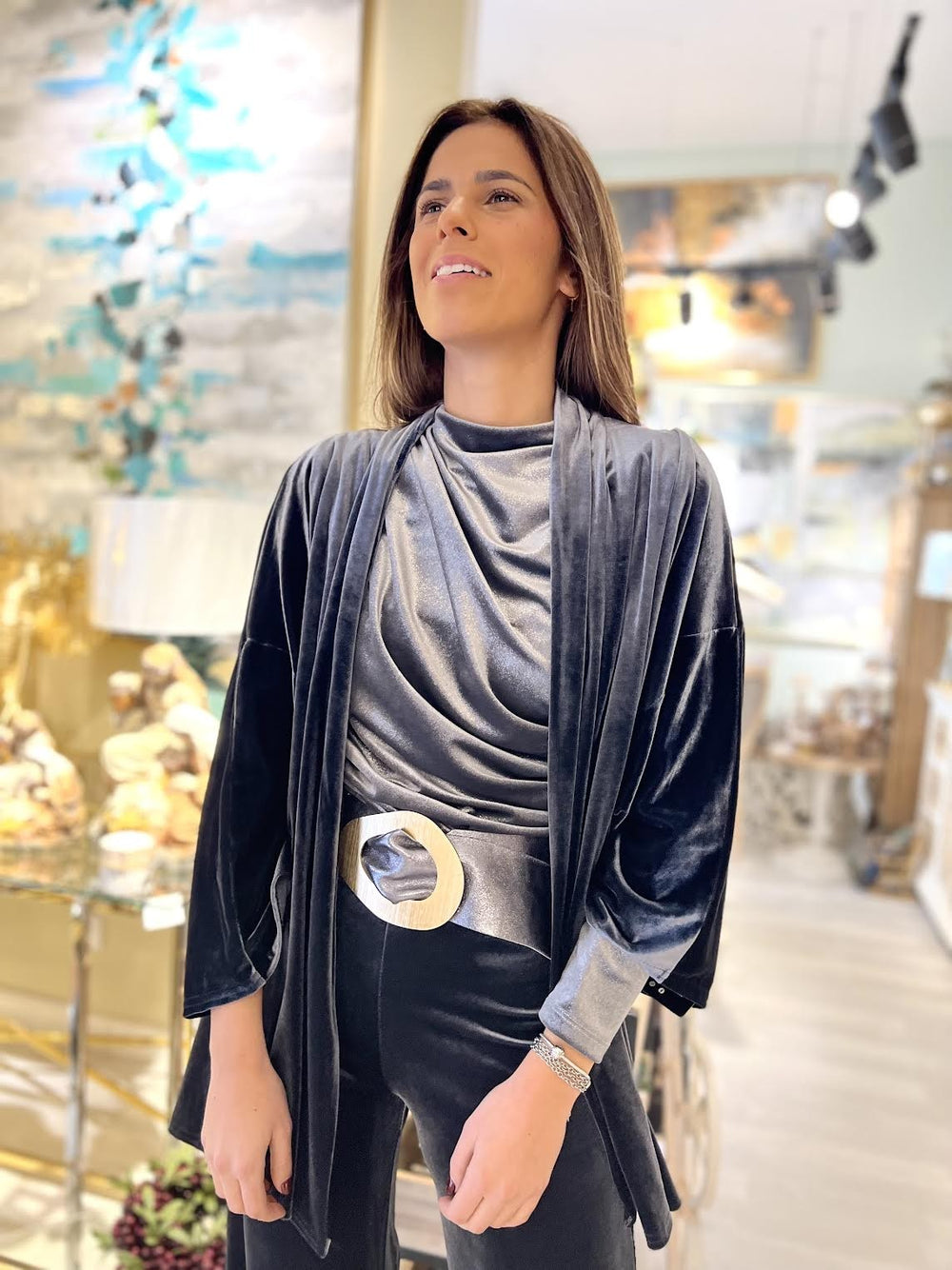 KIMONO CORTO GRIS