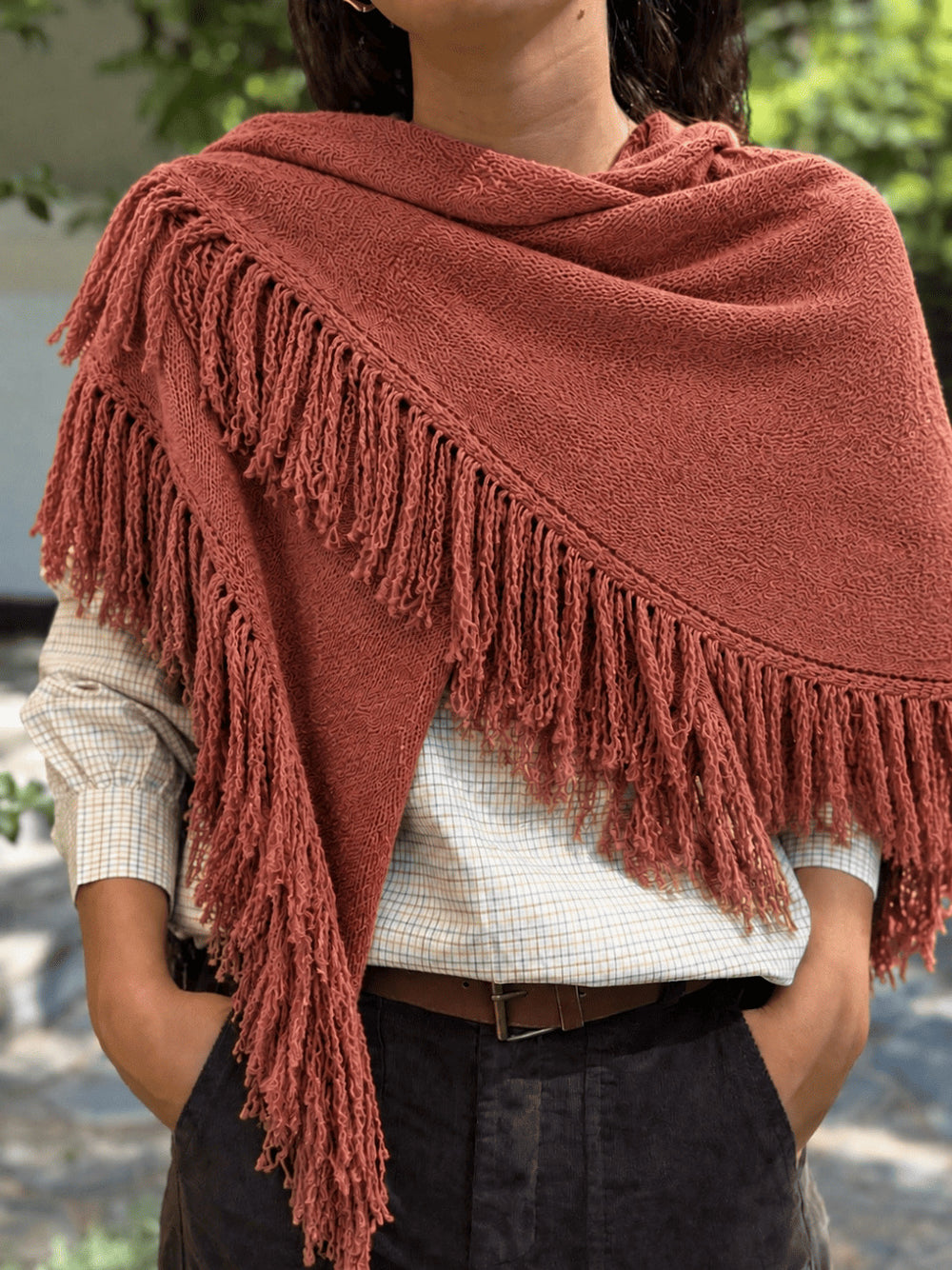 PONCHO FLECOS TEJA