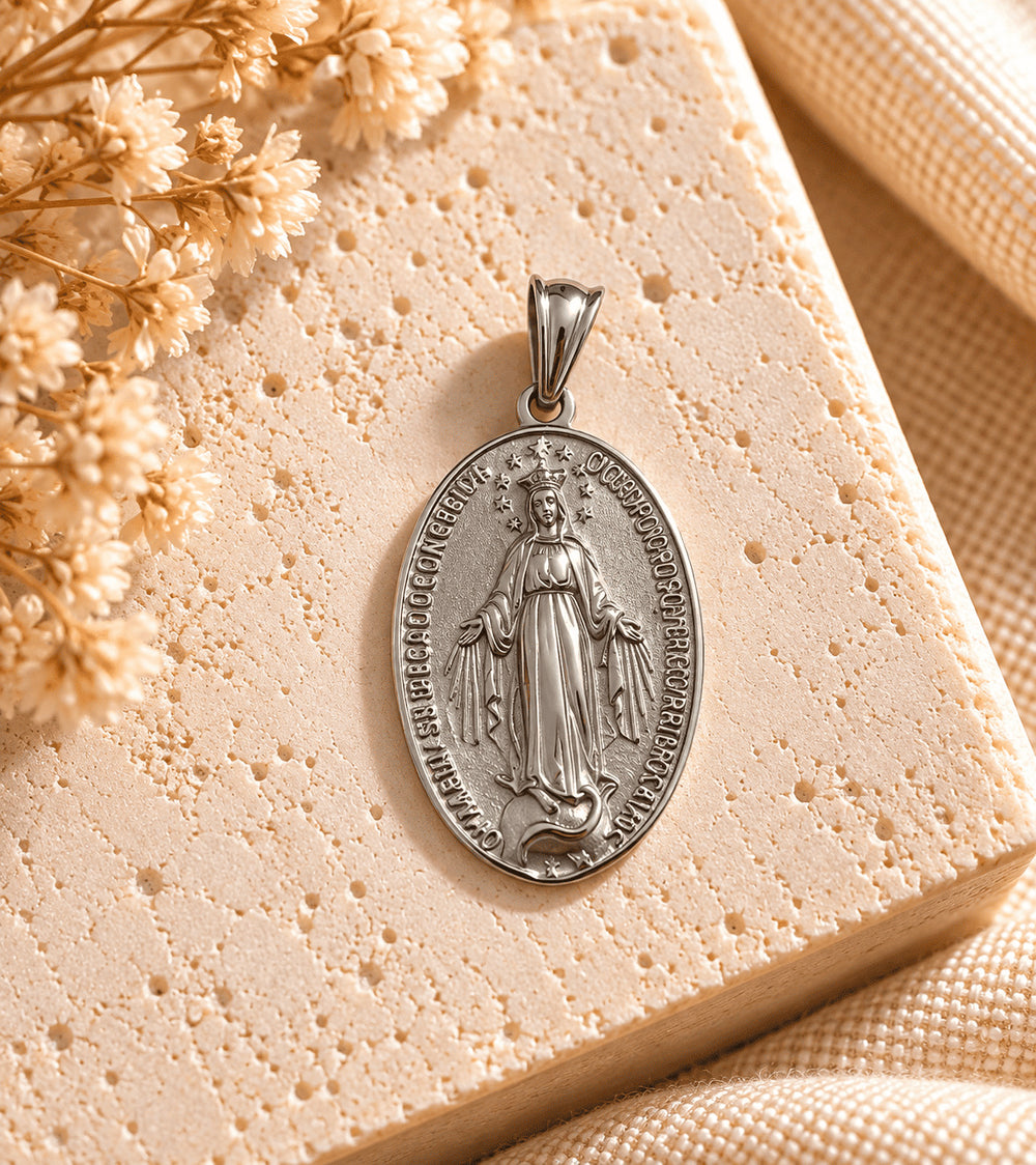 MEDALLA VIRGEN MILAGROSA PLATEADA