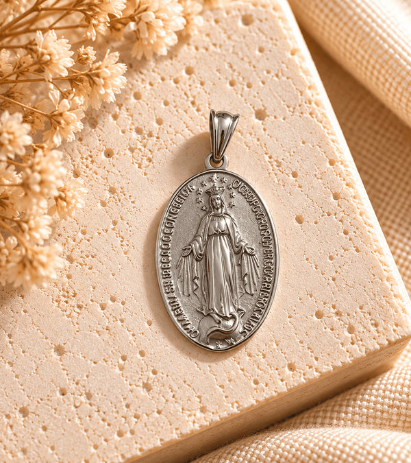 MEDALLA VIRGEN MILAGROSA PLATEADA