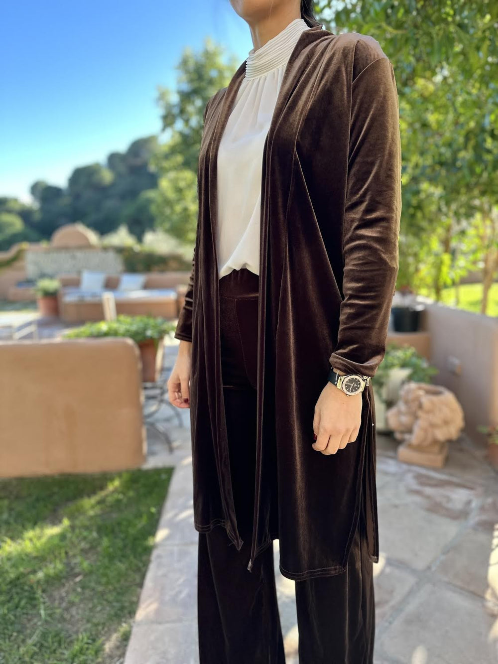 BROWN MIDI KIMONO