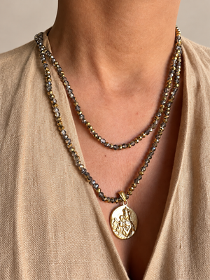 COLLAR BOLITAS ESCAPULARIO VIRGEN DEL CARMEN