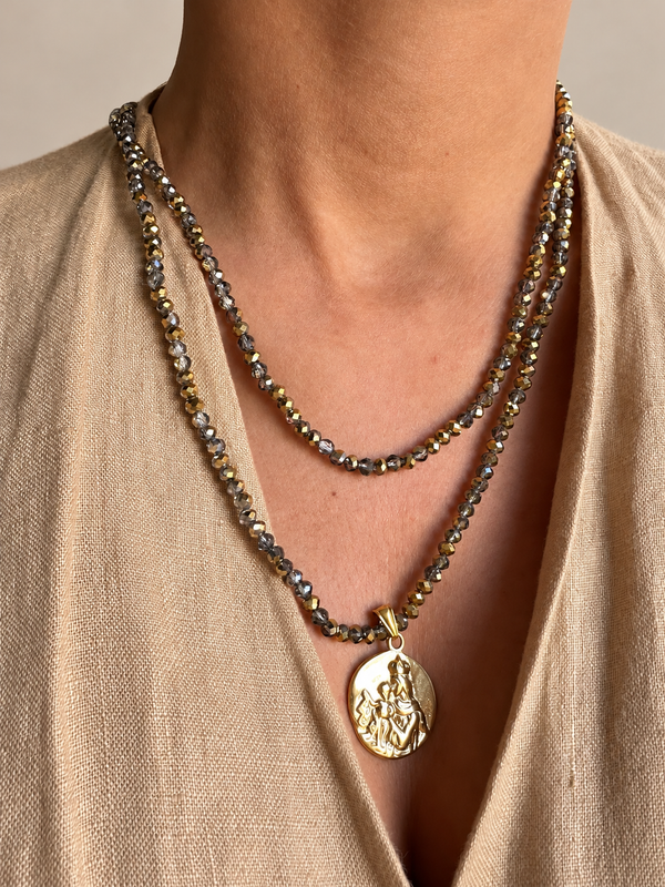 COLLAR BOLITAS ESCAPULARIO VIRGEN DEL CARMEN