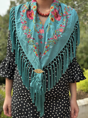 MANTÓN MARGARITA TURQUESA OSCURO
