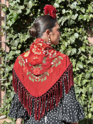 MANTÓN FLORAL ROJO