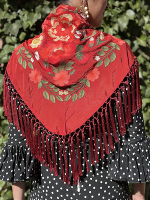 MANTÓN FLORAL ROJO