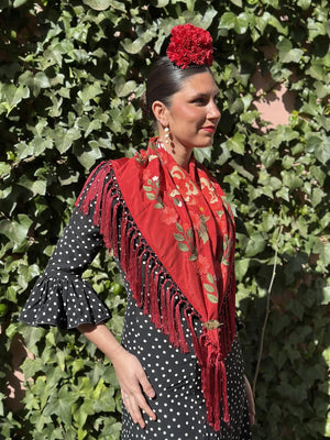 MANTÓN FLORAL ROJO