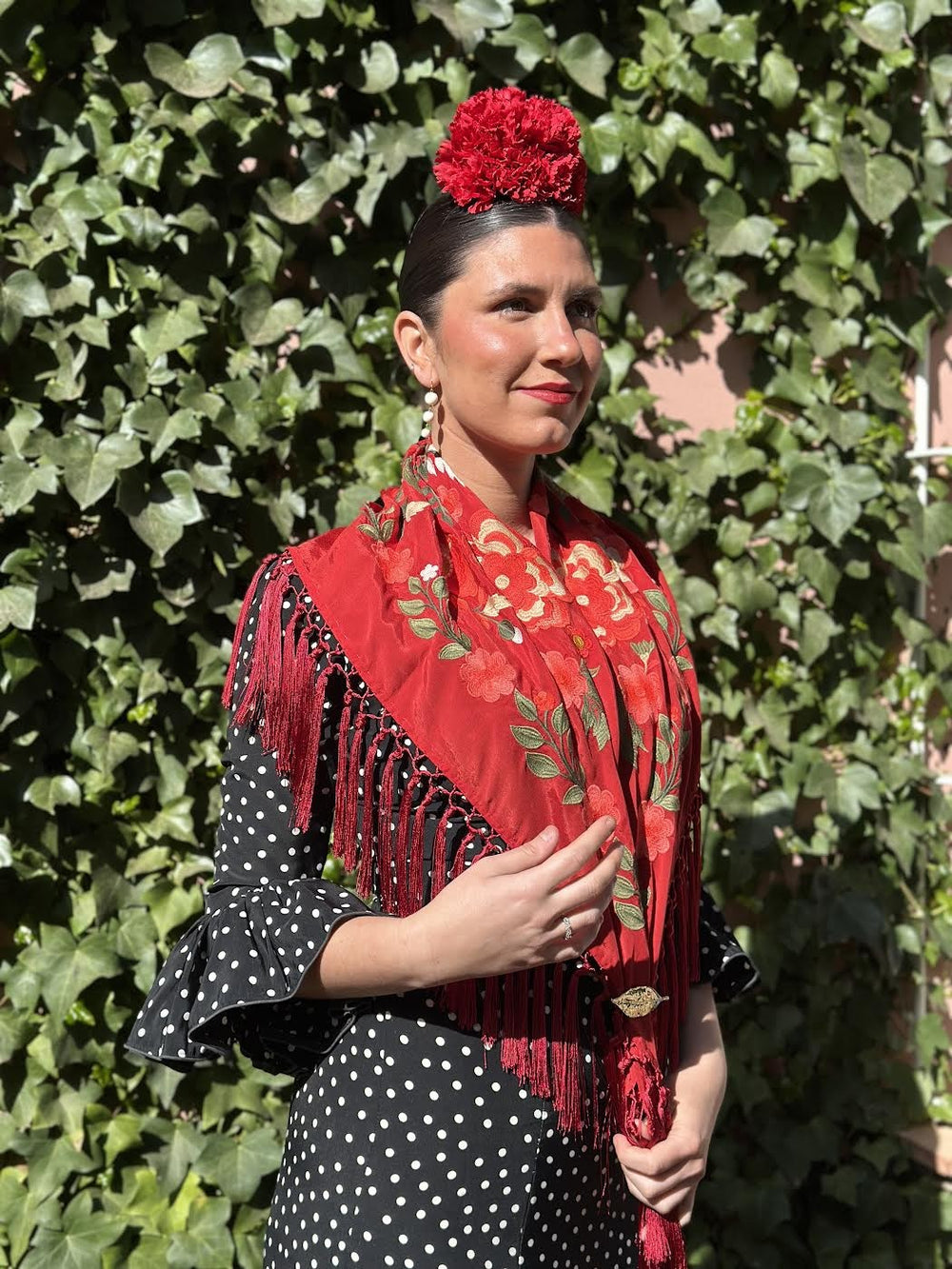 MANTÓN FLORAL ROJO
