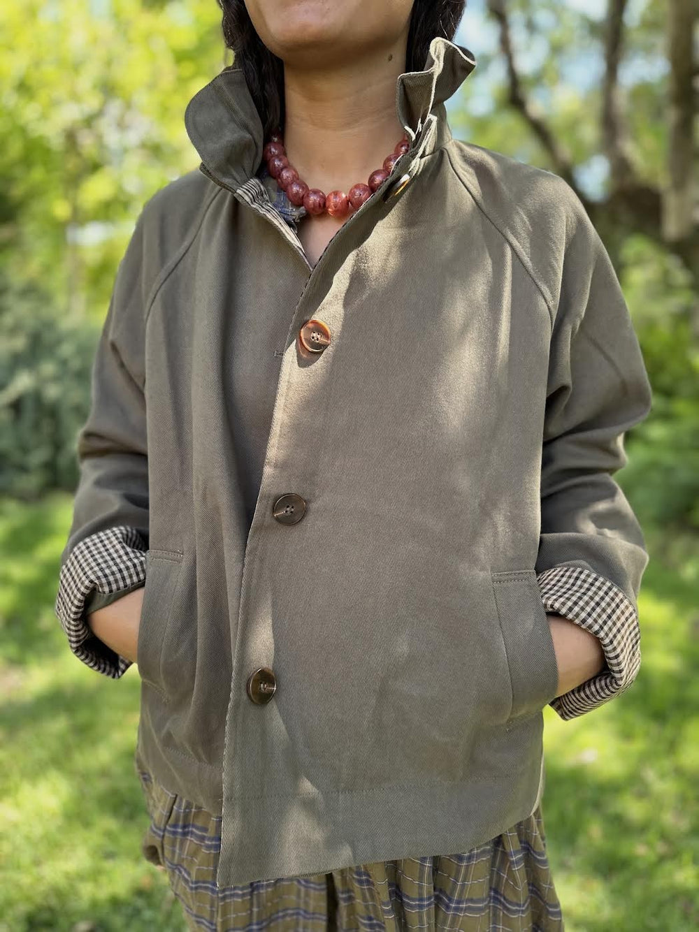 PARKA VICHY KAKI