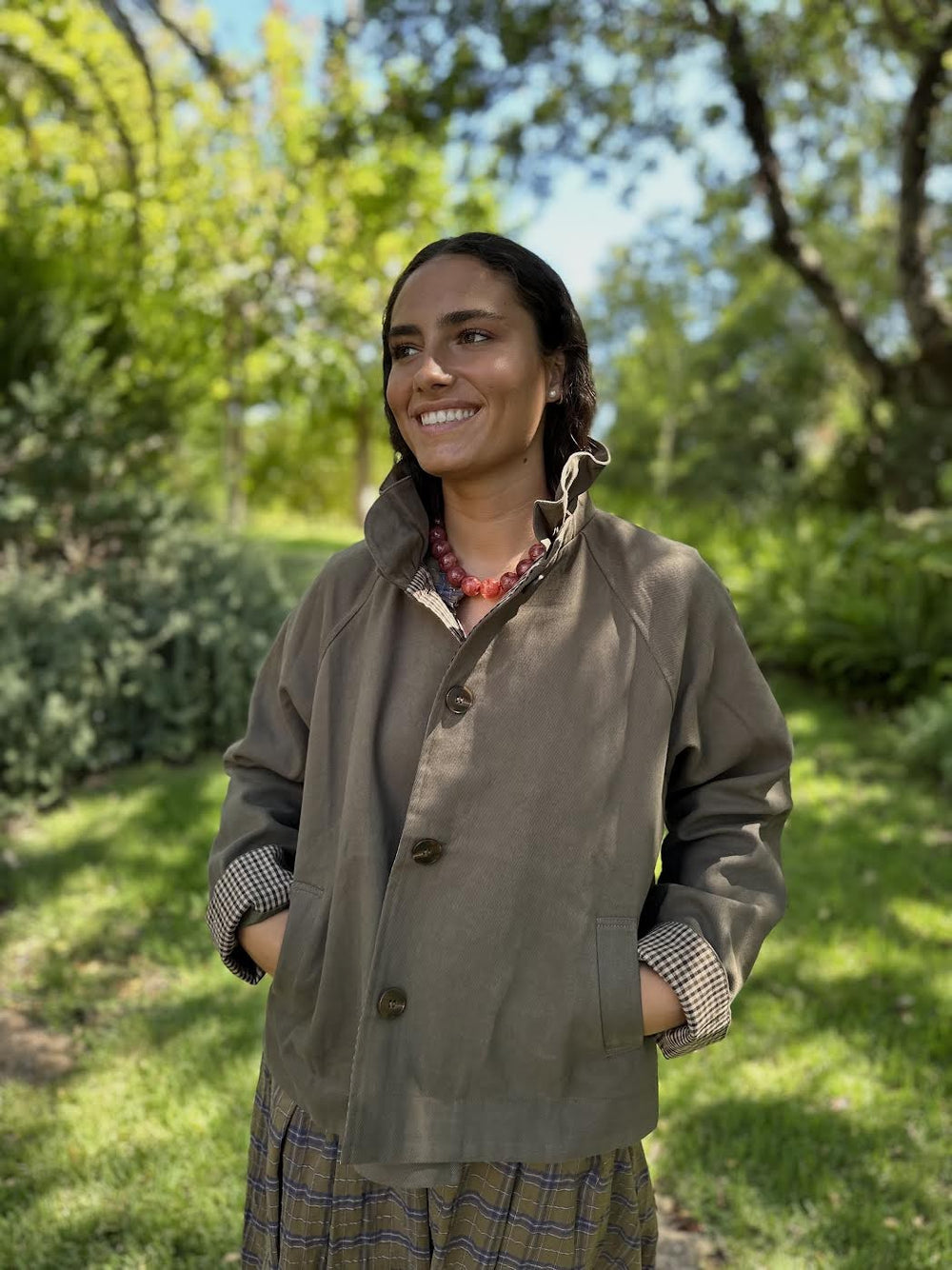 PARKA VICHY KAKI