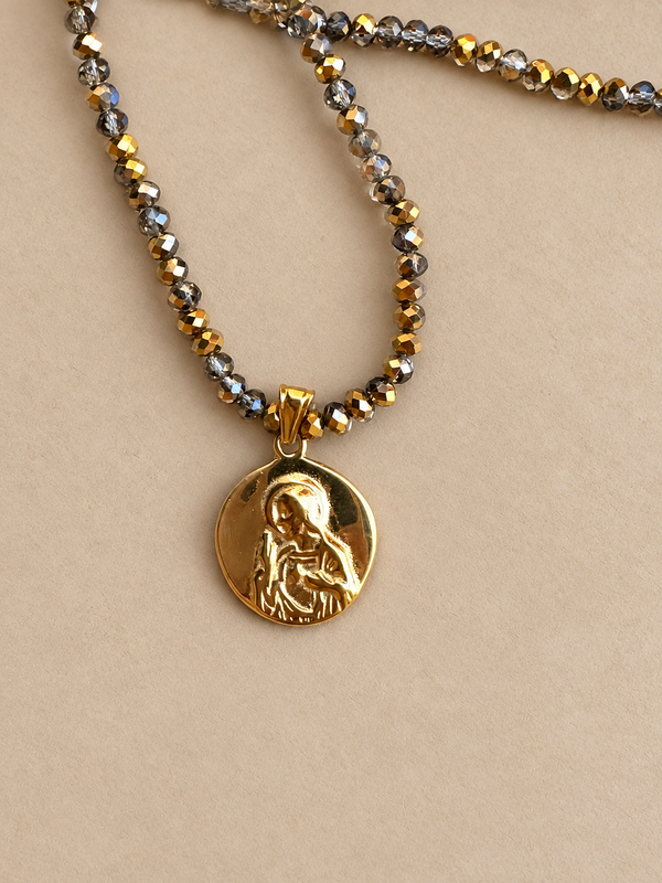 COLLAR BOLITAS ESCAPULARIO VIRGEN DEL CARMEN