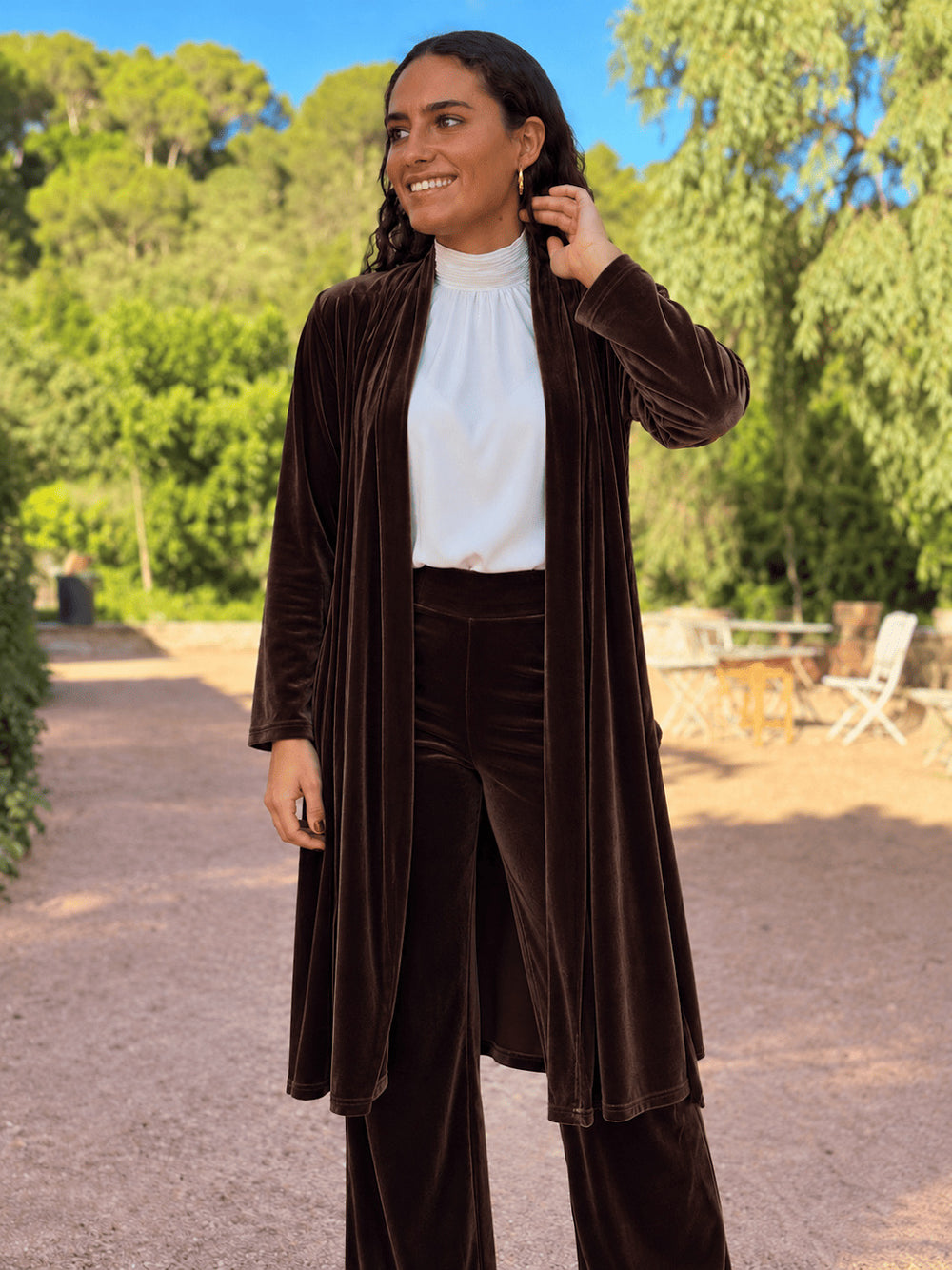 BROWN MIDI KIMONO