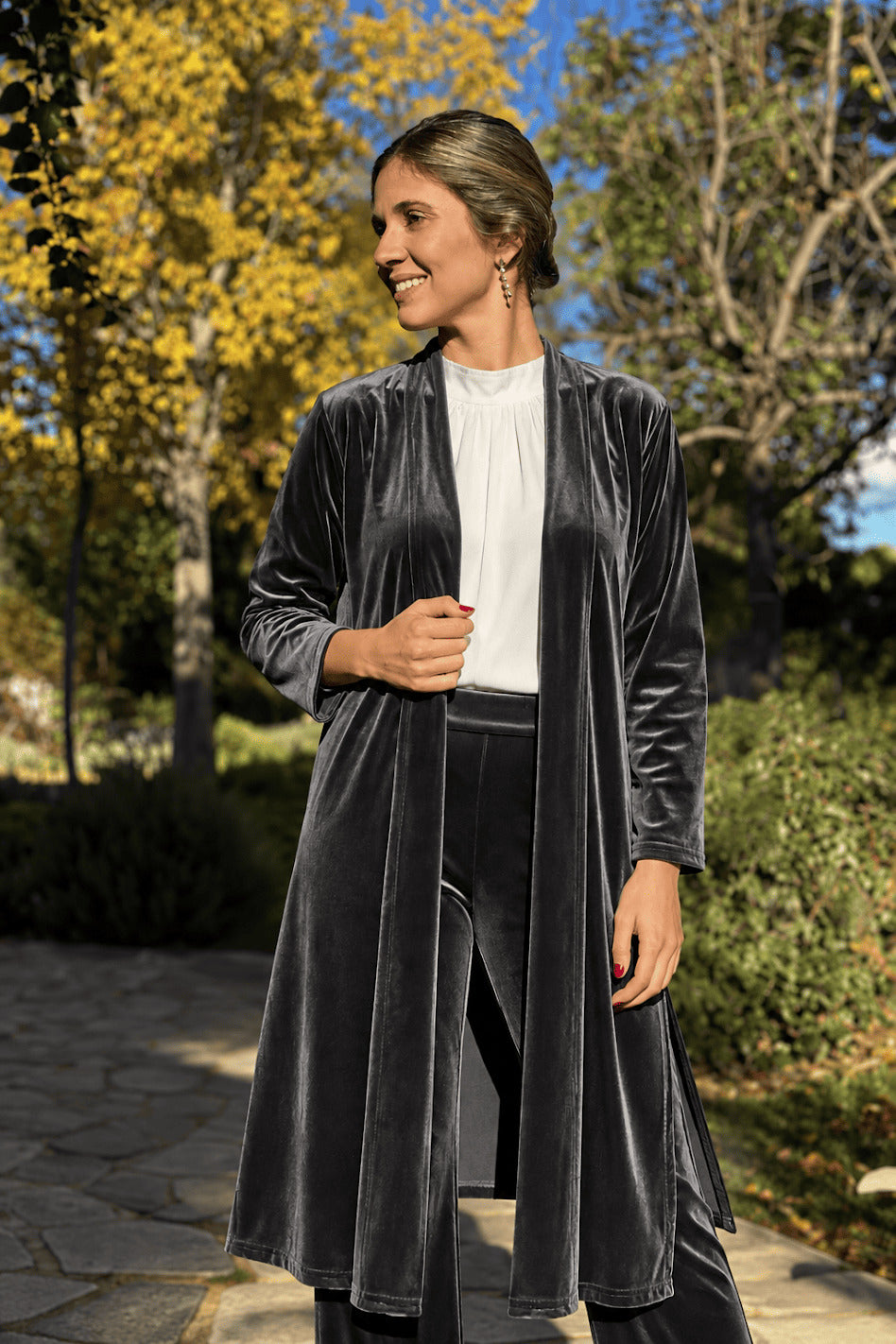GREY MIDI KIMONO