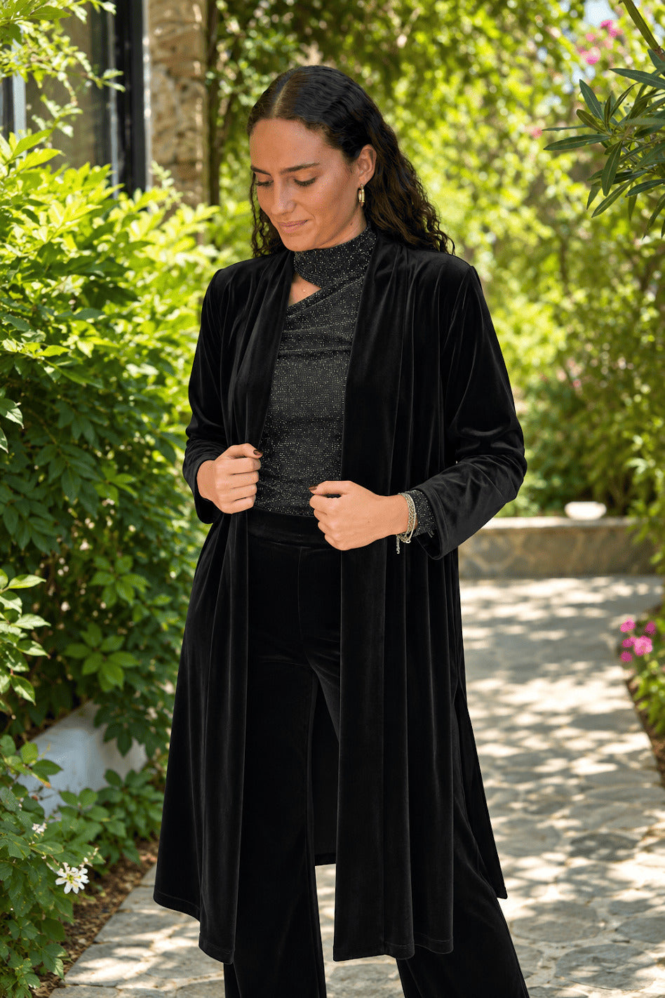 BLACK MIDI KIMONO